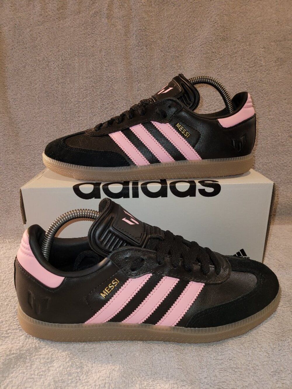 aDIDAS Samba Messi Soccer Shoes Core Black / Pink / Gold Metallic / Tan Sneakers